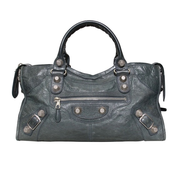 Balenciaga Classic Leather City Motocross Bag In Teal Blue - Picture 1 of 8